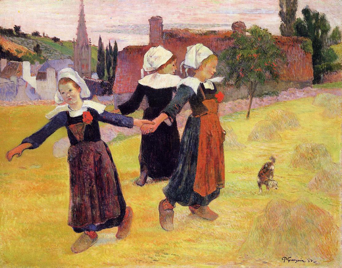 Dancing a Round in the Haystacks - Paul Gauguin Painting